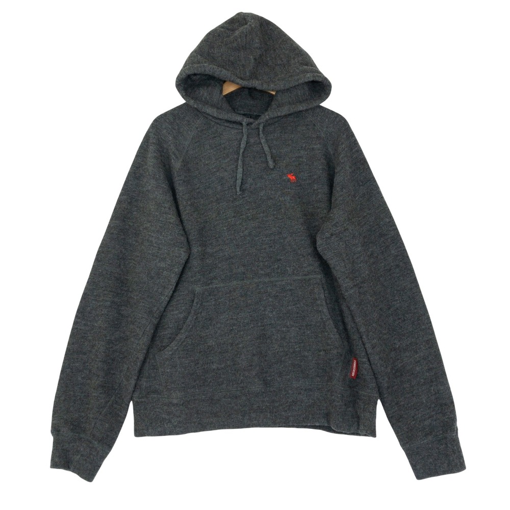 Vintage Abercrombie & Fitch Hoodie Mens Large Gray Wool Blend Pullover Sweater